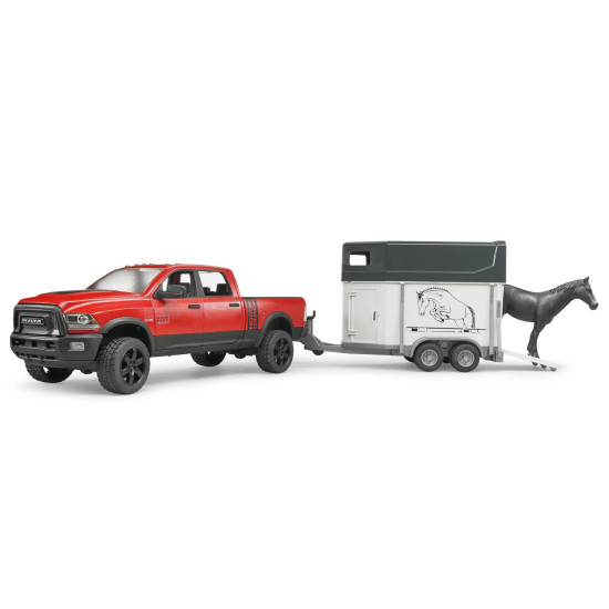 Jucarie Bruder, pickup Ram 2500 Power Wagon cu remorca si 1 cal, 1:16, 742x170x185 mm # 02501